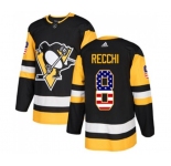 Adidas Pittsburgh Penguins #8 Mark Recchi Authentic Black USA Flag Fashion NHL Jersey