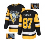 Adidas Pittsburgh Penguins #87 Sidney Crosby Authentic Black Fashion Gold NHL Jersey