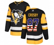 Adidas Pittsburgh Penguins #87 Sidney Crosby Authentic Black USA Flag Fashion NHL Jersey