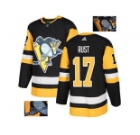 Men Adidas Pittsburgh Penguins #17 Bryan Rust Black Home Authentic Fashion Gold Stitched NHL Jersey
