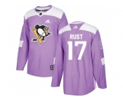 Men Adidas Pittsburgh Penguins #17 Bryan Rust Purple Authentic Fights Cancer Stitched NHL Jersey