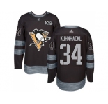 Men Adidas Pittsburgh Penguins #34 Tom Kuhnhackl Black 1917-2017 100th Anniversary Stitched NHL Jersey