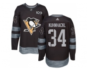 Men Adidas Pittsburgh Penguins #34 Tom Kuhnhackl Black 1917-2017 100th Anniversary Stitched NHL Jersey