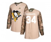 Men Adidas Pittsburgh Penguins #34 Tom Kuhnhackl Camo Authentic 2017 Veterans Day Stitched NHL Jersey