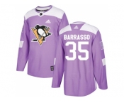 Men Adidas Pittsburgh Penguins #35 Tom Barrasso Purple Authentic Fights Cancer Stitched NHL Jersey