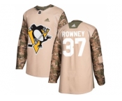 Men Adidas Pittsburgh Penguins #37 Carter Rowney Camo Authentic 2017 Veterans Day Stitched NHL Jersey