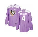 Men Adidas Pittsburgh Penguins #4 Justin Schultz Purple Authentic Fights Cancer Stitched NHL Jersey