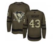 Men Adidas Pittsburgh Penguins #43 Conor Sheary Green Salute to Service Stitched NHL Jersey