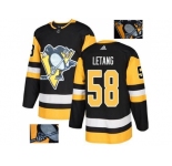 Men Adidas Pittsburgh Penguins #58 Kris Letang Black Home Authentic Fashion Gold Stitched NHL Jersey
