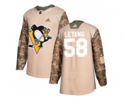 Men Adidas Pittsburgh Penguins #58 Kris Letang Camo Authentic 2017 Veterans Day Stitched NHL Jersey