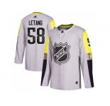 Men Adidas Pittsburgh Penguins #58 Kris Letang Gray 2018 All-Star Metro Division Authentic Stitched NHL Jersey