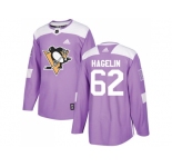 Men Adidas Pittsburgh Penguins #62 Carl Hagelin Purple Authentic Fights Cancer Stitched NHL Jersey