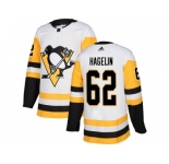 Men Adidas Pittsburgh Penguins #62 Carl Hagelin White Road Authentic Stitched NHL Jersey