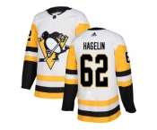 Men Adidas Pittsburgh Penguins #62 Carl Hagelin White Road Authentic Stitched NHL Jersey