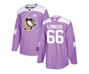 Men Adidas Pittsburgh Penguins #66 Mario Lemieux Purple Authentic Fights Cancer Stitched NHL Jersey