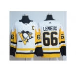 Men Adidas Pittsburgh Penguins #66 Mario Lemieux White Road Authentic Stitched NHL Jersey