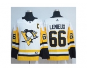 Men Adidas Pittsburgh Penguins #66 Mario Lemieux White Road Authentic Stitched NHL Jersey