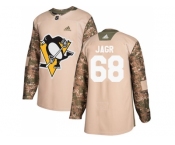 Men Adidas Pittsburgh Penguins #68 Jaromir Jagr Camo Authentic 2017 Veterans Day Stitched NHL Jersey