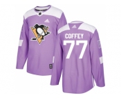 Men Adidas Pittsburgh Penguins #77 Paul Coffey Purple Authentic Fights Cancer Stitched NHL Jersey