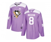 Men Adidas Pittsburgh Penguins #8 Mark Recchi Purple Authentic Fights Cancer Stitched NHL Jersey