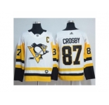 Men Adidas Pittsburgh Penguins #87 Sidney Crosby White Road Authentic Stitched NHL Jersey