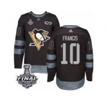 Men's Adidas Pittsburgh Penguins #10 Ron Francis Authentic Black 1917-2017 100th Anniversary 2017 Stanley Cup Final NHL Jersey