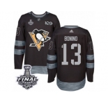 Men's Adidas Pittsburgh Penguins #13 Nick Bonino Authentic Black 1917-2017 100th Anniversary 2017 Stanley Cup Final NHL Jersey