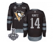 Men's Adidas Pittsburgh Penguins #14 Chris Kunitz Premier Black 1917-2017 100th Anniversary 2017 Stanley Cup Final NHL Jersey