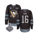 Men's Adidas Pittsburgh Penguins #16 Eric Fehr Authentic Black 1917-2017 100th Anniversary 2017 Stanley Cup Final NHL Jersey
