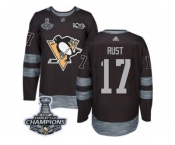 Men's Adidas Pittsburgh Penguins #17 Bryan Rust Premier Black 1917-2017 100th Anniversary 2017 Stanley Cup Champions NHL Jersey