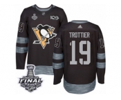 Men's Adidas Pittsburgh Penguins #19 Bryan Trottier Premier Black 1917-2017 100th Anniversary 2017 Stanley Cup Final NHL Jersey
