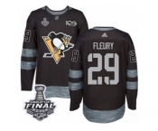 Men's Adidas Pittsburgh Penguins #29 Marc-Andre Fleury Premier Black 1917-2017 100th Anniversary 2017 Stanley Cup Final NHL Jersey