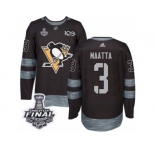 Men's Adidas Pittsburgh Penguins #3 Olli Maatta Premier Black 1917-2017 100th Anniversary 2017 Stanley Cup Final NHL Jersey