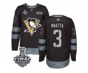 Men's Adidas Pittsburgh Penguins #3 Olli Maatta Premier Black 1917-2017 100th Anniversary 2017 Stanley Cup Final NHL Jersey