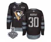 Men's Adidas Pittsburgh Penguins #30 Matt Murray Authentic Black 1917-2017 100th Anniversary 2017 Stanley Cup Final NHL Jersey