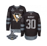 Men's Adidas Pittsburgh Penguins #30 Matt Murray Premier Black 1917-2017 100th Anniversary 2017 Stanley Cup Champions NHL Jersey
