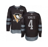 Men's Adidas Pittsburgh Penguins #4 Justin Schultz Authentic Black 1917-2017 100th Anniversary NHL Jersey