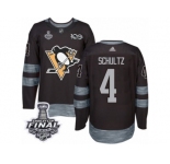 Men's Adidas Pittsburgh Penguins #4 Justin Schultz Premier Black 1917-2017 100th Anniversary 2017 Stanley Cup Final NHL Jersey