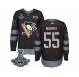 Men's Adidas Pittsburgh Penguins #55 Larry Murphy Premier Black 1917-2017 100th Anniversary 2017 Stanley Cup Champions NHL Jersey