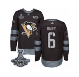 Men's Adidas Pittsburgh Penguins #6 Trevor Daley Authentic Black 1917-2017 100th Anniversary 2017 Stanley Cup Champions NHL Jersey