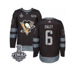Men's Adidas Pittsburgh Penguins #6 Trevor Daley Premier Black 1917-2017 100th Anniversary 2017 Stanley Cup Final NHL Jersey