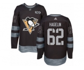 Men's Adidas Pittsburgh Penguins #62 Carl Hagelin Authentic Black 1917-2017 100th Anniversary NHL Jersey