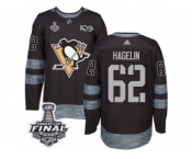 Men's Adidas Pittsburgh Penguins #62 Carl Hagelin Premier Black 1917-2017 100th Anniversary 2017 Stanley Cup Final NHL Jersey