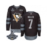 Men's Adidas Pittsburgh Penguins #7 Joe Mullen Premier Black 1917-2017 100th Anniversary 2017 Stanley Cup Champions NHL Jersey