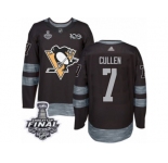 Men's Adidas Pittsburgh Penguins #7 Matt Cullen Authentic Black 1917-2017 100th Anniversary 2017 Stanley Cup Final NHL Jersey