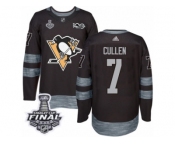 Men's Adidas Pittsburgh Penguins #7 Matt Cullen Authentic Black 1917-2017 100th Anniversary 2017 Stanley Cup Final NHL Jersey