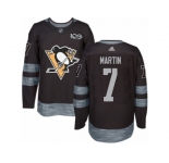 Men's Adidas Pittsburgh Penguins #7 Paul Martin Authentic Black 1917-2017 100th Anniversary NHL Jersey