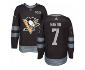 Men's Adidas Pittsburgh Penguins #7 Paul Martin Authentic Black 1917-2017 100th Anniversary NHL Jersey