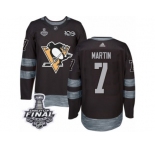 Men's Adidas Pittsburgh Penguins #7 Paul Martin Premier Black 1917-2017 100th Anniversary 2017 Stanley Cup Final NHL Jersey