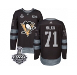 Men's Adidas Pittsburgh Penguins #71 Evgeni Malkin Premier Black 1917-2017 100th Anniversary 2017 Stanley Cup Final NHL Jersey